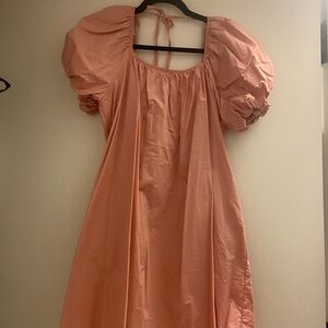 Peach Puff Sleeve Dress